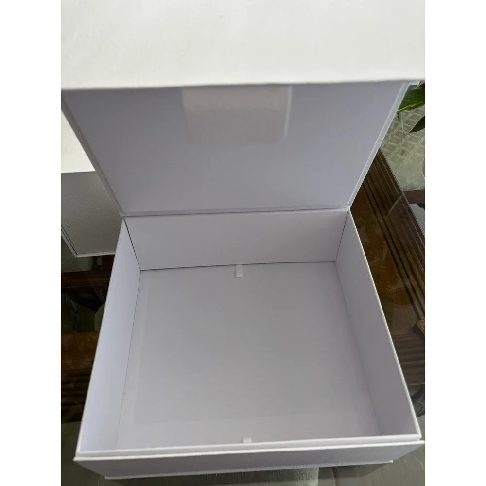 Authentic Dior Empty Gift Box w/ Original Tissue Paper White Gold Logo 12x11